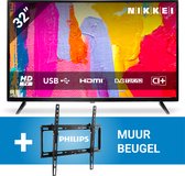 Nikkei NH3214 LED TV met Muurbeugel - 32 inch HD Ready - Triple Tuner