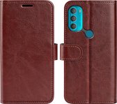 Motorola Moto G71 Hoesje - MobyDefend Wallet Book Case (Sluiting Achterkant) - Bruin - GSM Hoesje - Telefoonhoesje Geschikt Voor: Motorola Moto G71