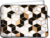 Geschikt voor Apple iPad Air 2022 Tablet Hoes - Black-white-gold Marble - Designed by Cazy