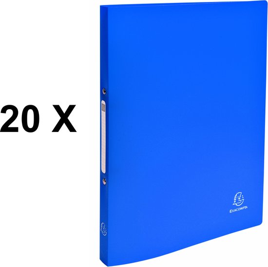 20 x classeur Exacompta A4, 15mm, PP, bleu avec mécanisme O.