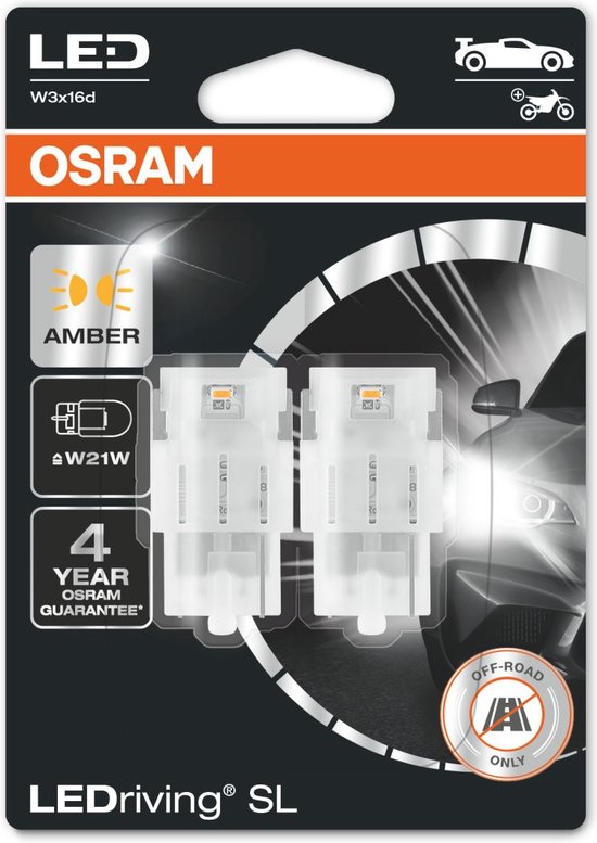 Osram LED W21W 12V - Geel - Set | bol.com