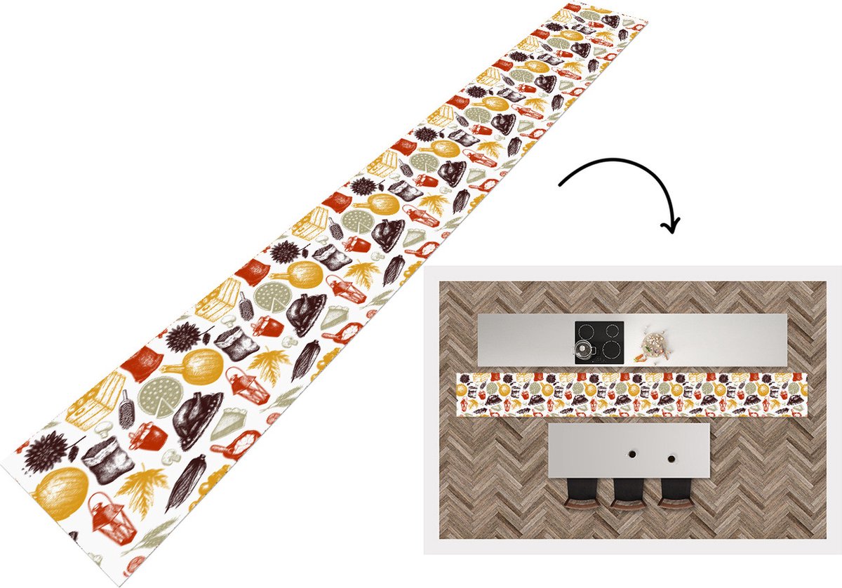 KitchenYeah Keukenloper - Keukenmat - Thanksgiving - Patronen - Dinner - Keuken vloerkleed multicolor, foto 2