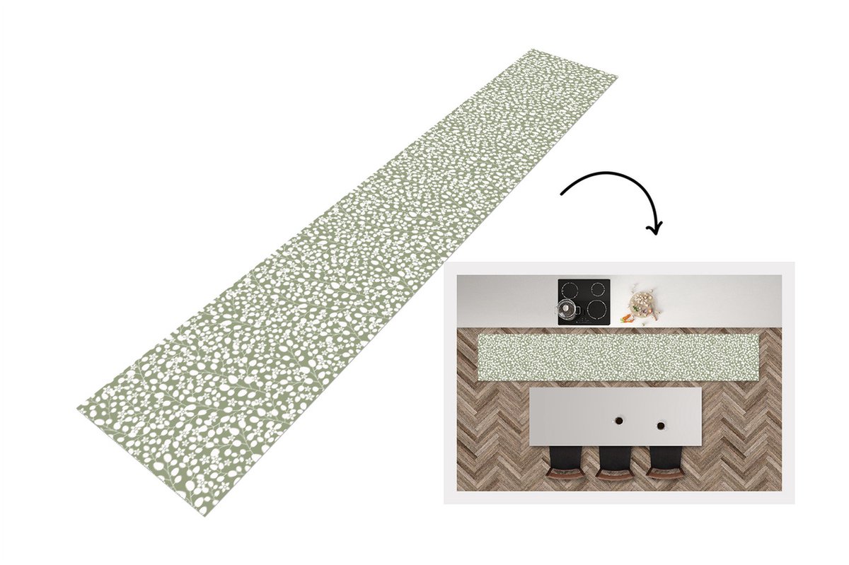 Keukenloper - Keukenmat - Bloemen - Patronen - Planten - 360x60 cm - Keuken vloerkleed