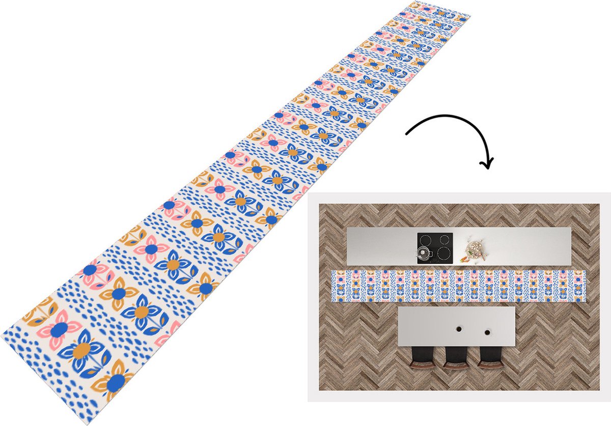 KitchenYeah Keukenloper - Keukenmat - Bloemen - Scandinavië - Patronen - Keuken vloerkleed multicolor, foto 3