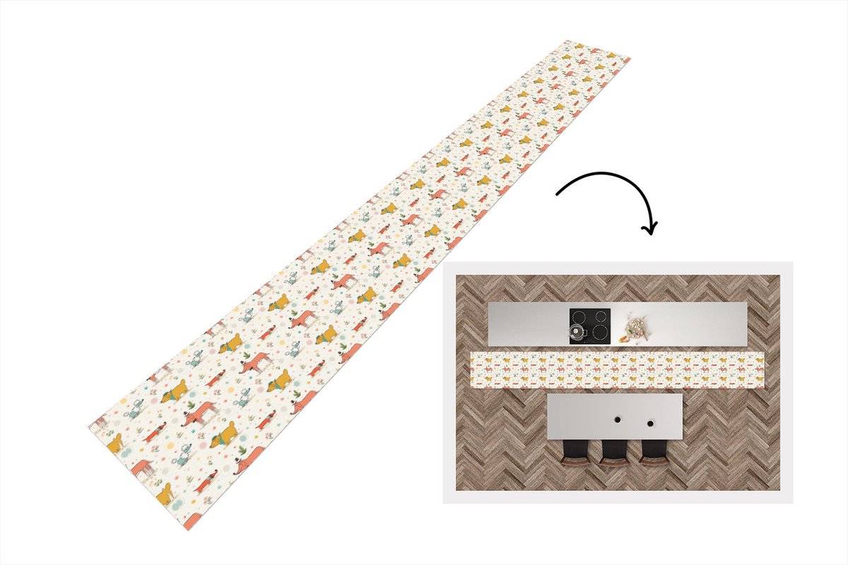 KitchenYeah Keukenloper - Keukenmat - Hond - Teckel - Patronen - Bloemen - Keuken vloerkleed multicolor, foto 3