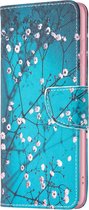 Blauw roze bloemen book case hoesje Samsung Galaxy A33
