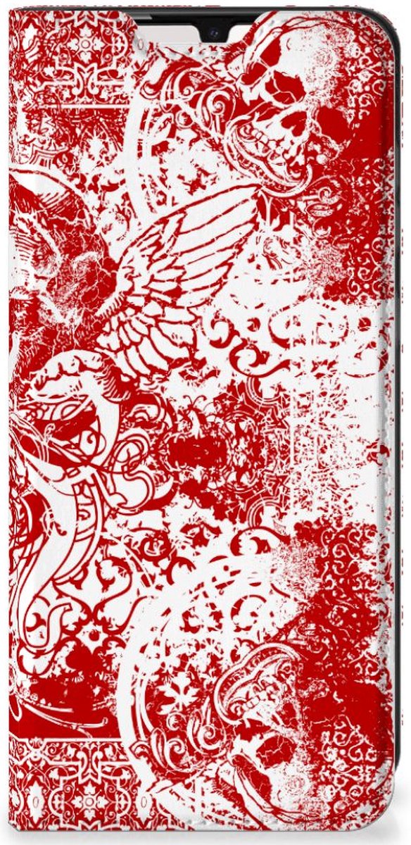 Mobiel BookCase Samsung Galaxy A33 5G Angel Skull Rood