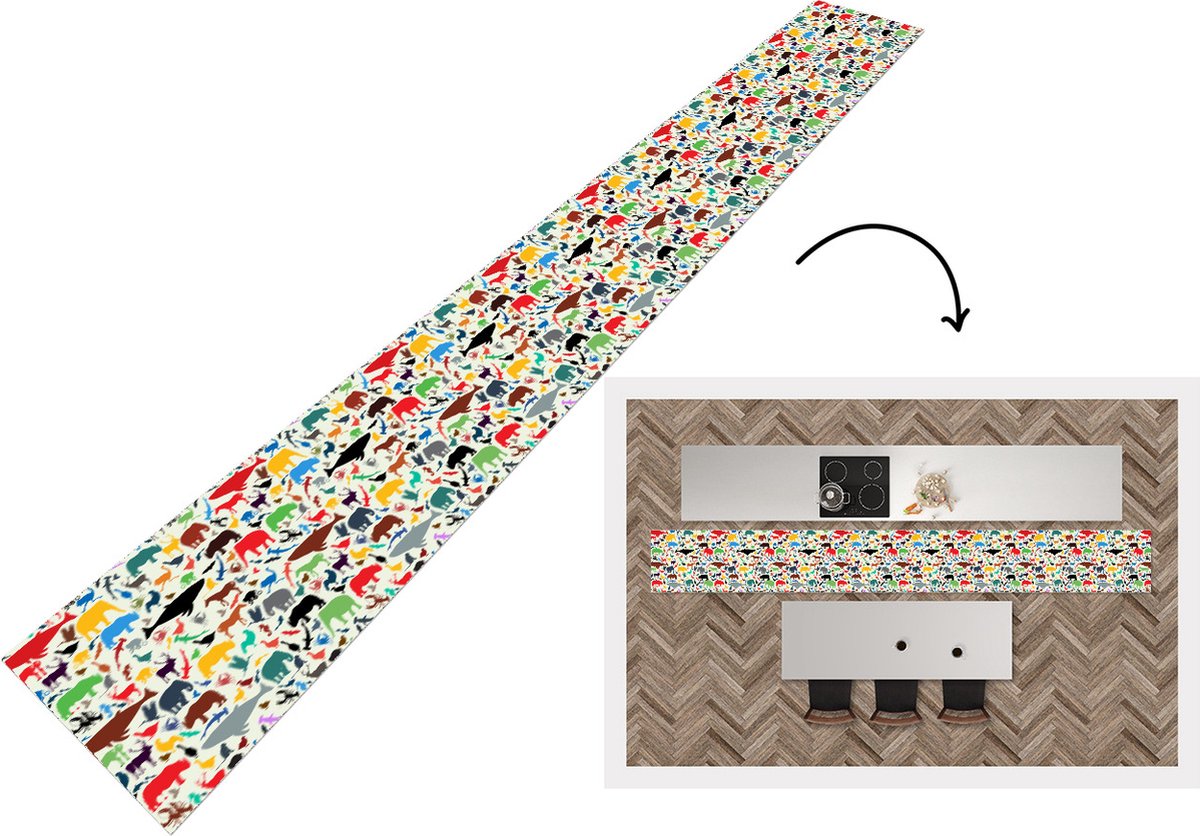 KitchenYeah Keukenloper - Keukenmat - Regenboog - Dieren - Patronen - Kinderen - Keuken vloerkleed multicolor, foto 2