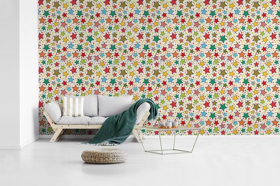 Behang - Fotobehang Patronen - Sterren - Kleuren - Jongens - Kinderen - Kids - Breedte 535 cm x hoogte 300 cm