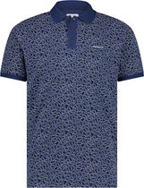 State of Art - Pique Polo Donkerblauw Print - Modern-fit - Heren Poloshirt Maat XXL