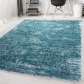 Flycarpets Hoogpolig Vloerkleed Nox - Voor binnen - Effen - Kleur: Seablue - Afmeting 160x230 cm