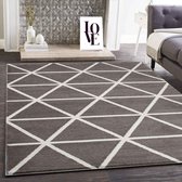 Flycarpets Modern Vloerkleed Geruit Aldo - Bruin - 140x200 cm