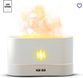 LedSfeer™ Aroma diffuser met vlam effect en led verlichting  - Lucht bevochtiger - geur wolkje - etherische olie - wit - lucht reiniger