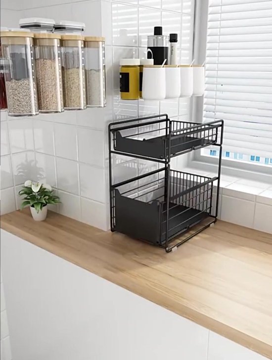 Organisateur De Rangement Sous Évier, 1 Pièce, 2 Niveaux De Tiroirs,  Armoire Polyvalente Sous Évier, Étagère De Rangement Pour Salle De Bain Et  Cuisine - Racks Et Porte - AliExpress