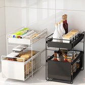 Doogo® Organizer – Ladekast - Opbergrek - Aanrecht Organiser – Keuken Organizers - Ladeblok - Kast Organizer - Organizer Lade - Zwart - Ladesysteem - Gootsteen Organizer - Gootstee