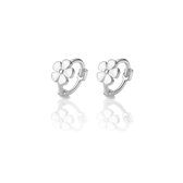 Gading® meisje Klapoorringen - zilveren buis met bloementje - 13mm - zilver 925