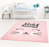 Kindertapijt Koho Koning Katje Roos Vloerkleed - 120x160- Kinderkamer - Babykamer - Baby - Kids - Jongens en Meisjes - Kinderen