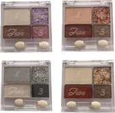 Wynie Cosmetics - 4 Oogschaduw Palettes - Roze / Zilver / Bruin / Beige / Koper / Wit / Zwart - 1 Set met 4 doosjes