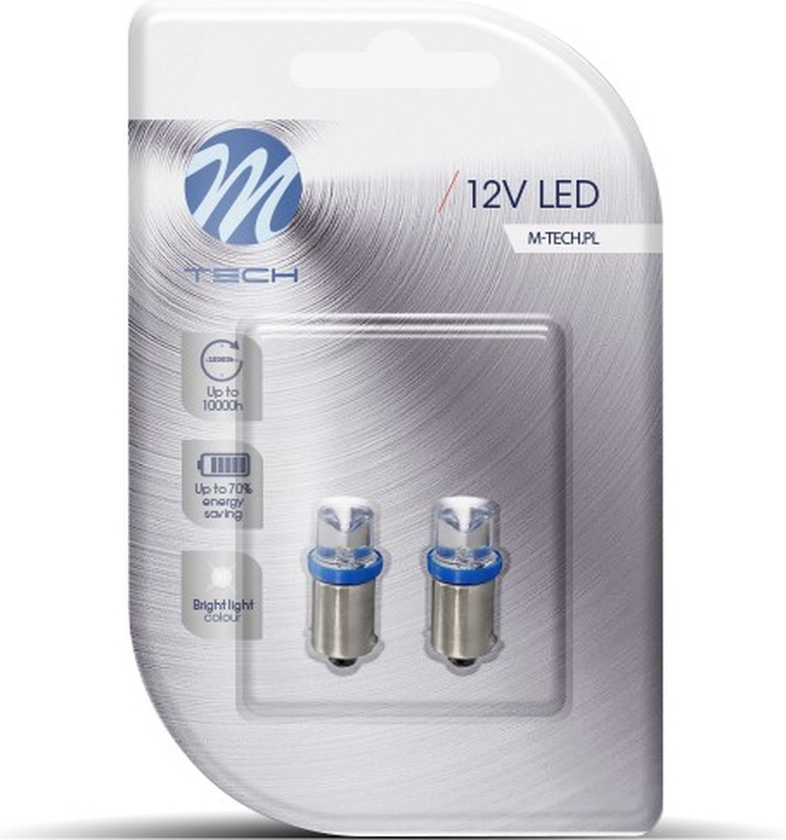 M-Tech LED - BA9s / T4W 12V - Basis 1x Led diode - Concaaf Blauw - Set