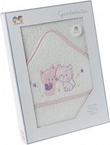badcape Katjes 100 x 100 cm katoen wit/roze