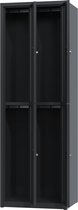 Metalen lockerkast - zwart - 4 deurs 2 delig - met slot - 180x60x50 cm - voordeel lijn - PLP-107
