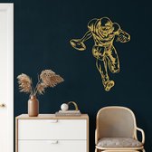 Wanddecoratie | American Football Player decor | Metal - Wall Art | Muurdecoratie | Woonkamer |Gouden| 61x75cm