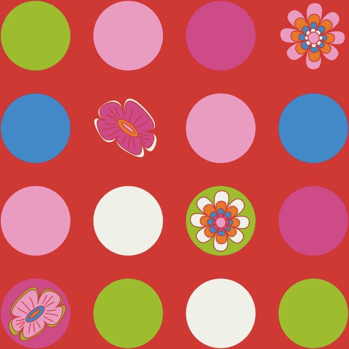 Bloemen en Stippen - Behang - Kinderkamer - Bluuming Affairs - 0,53 x 10,05 M.