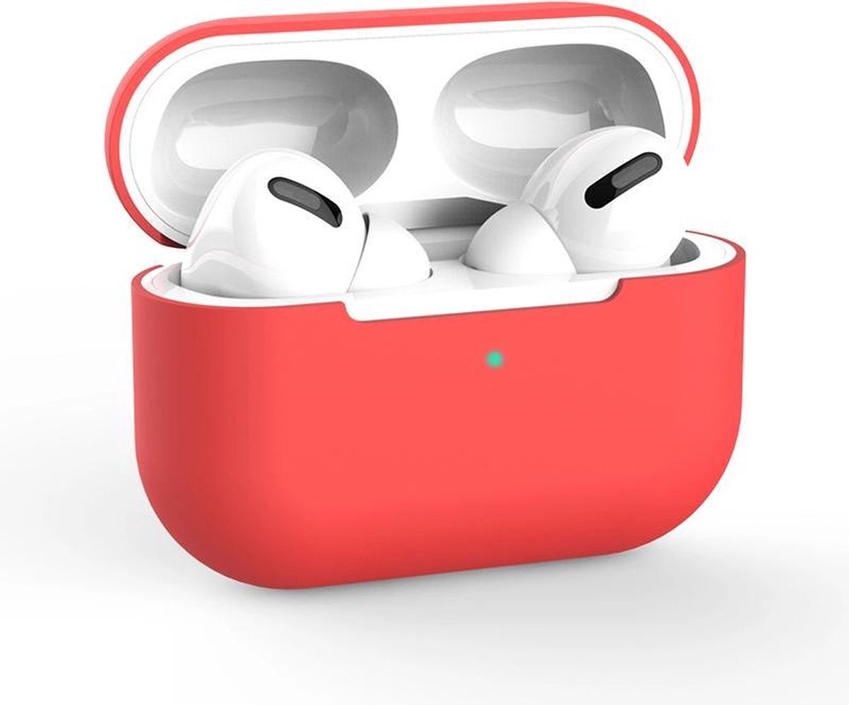 Hoesje voor Apple AirPods Pro - Rood - Hoesje Siliconen Case Cover Bescherming