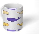 Mok - Koffiemok - Patronen - Walvis - Dieren - Girl - Kids - Kinderen - Kind - Mokken - 350 ML - Beker - Koffiemokken - Theemok
