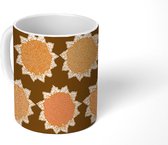 Mok - Koffiemok - Hortensia - Patroon - Jaren 50 - Mokken - 350 ML - Beker - Koffiemokken - Theemok