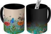 Magische Mok - Foto op Warmte Mokken - Koffiemok - Bloemen - Vlinder - Patronen - Magic Mok - Beker - 350 ML - Theemok