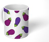 Mok - Koffiemok - Design - Planten - Aubergine - Mokken - 350 ML - Beker - Koffiemokken - Theemok