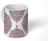 Mok - Koffiemok - Patronen - Blauw - Oranje - Mokken - 350 ML - Beker - Koffiemokken - Theemok