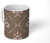 Mok - Koffiemok - Roze - Patroon - Stippen - Mokken - 350 ML - Beker - Koffiemokken - Theemok
