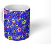 Mok - Koffiemok - Patronen - Eenhoorn - Regenboog - Blauw - Mokken - 350 ML - Beker - Koffiemokken - Theemok