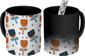 Magische Mok - Foto op Warmte Mokken - Koffiemok - Patronen - Noors - Tulpen - Magic Mok - Beker - 350 ML - Theemok
