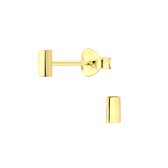 Joy|S - Zilveren staaf / bar oorbellen - rechthoekig blokje 2 x4 mm - 14k goudplating