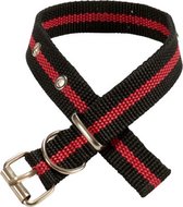 hondenhalsband 40,5 x 2,5 cm textiel/staal zwart/rood