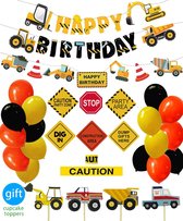 Joya® Constructie Verjaardag Feestset | Construction Bouw Decoratie Versiering | Jongens & Meisjes Kinderfeestje Verjaardag | Kinderverjaardag