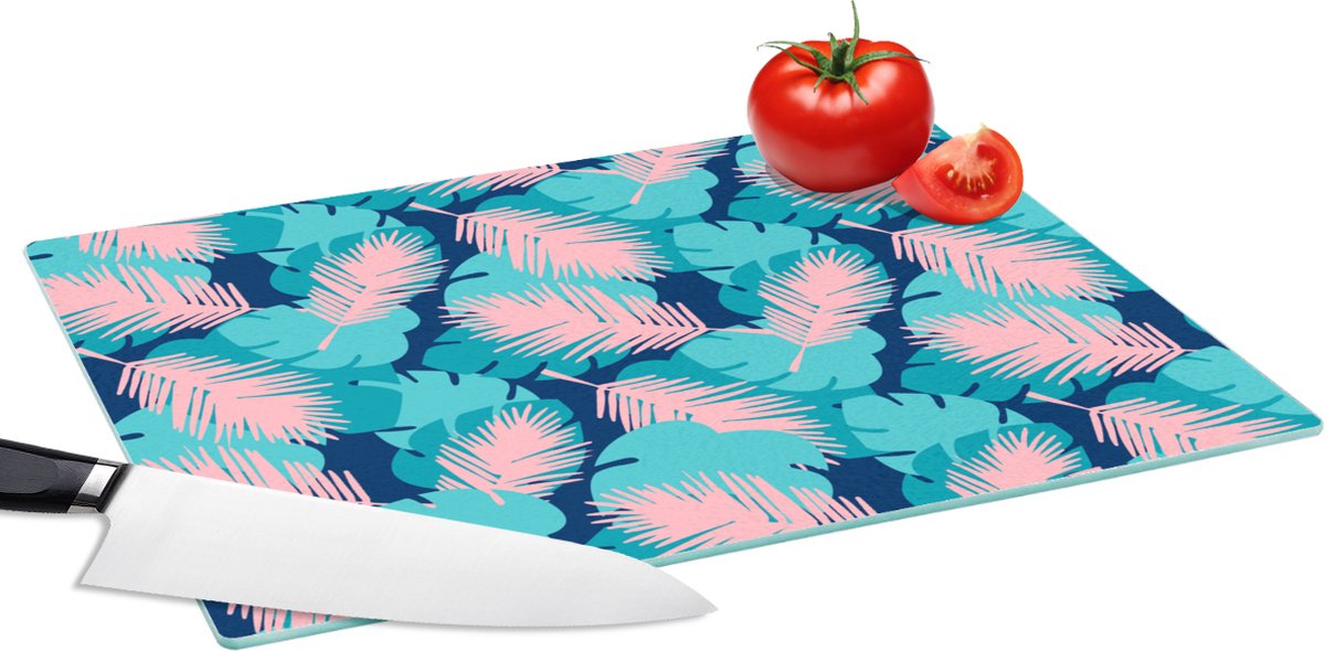 Glazen Snijplank - 39x28 - Patroon - Jungle - Blad - Snijplanken Glas