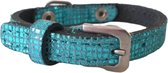 ALOKÉ Hondenhalsband / Halsband (01673CELL) - Leder - Shiny Blue - XXS - Nekomvang: 13,5 - 17,5 cm (GELIEVE ALVORENS BESTELLEN OPMETEN)