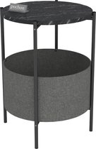 Pochon Home - Bijzettafel met Opbergruimte - Zwart Marmer - Rond - 60x43x43