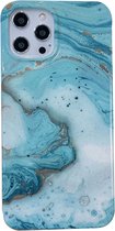 iPhone SE 2022 Back Cover Hoesje Marmer - Marmerprint - Marble Design - Soft TPU - Backcover - Apple iPhone SE 2022 - Marmer Turquoise / Groen