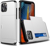 Hoesje geschikt voor iPhone SE 2022 - Backcover - Hardcase - Pasjeshouder - Portemonnee - Shockproof - TPU - Wit
