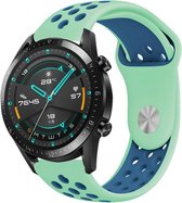 Siliconen Smartwatch bandje - Geschikt voor  Huawei Watch GT sport band - aqua/blauw - 42mm - Strap-it Horlogeband / Polsband / Armband