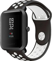 Siliconen Smartwatch bandje - Geschikt voor  Xiaomi Amazfit Bip sport band - zwart/wit - Strap-it Horlogeband / Polsband / Armband