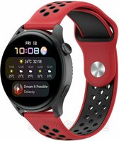 Siliconen Smartwatch bandje - Geschikt voor  Huawei Watch 3 - Pro sport band - rood/zwart - Strap-it Horlogeband / Polsband / Armband
