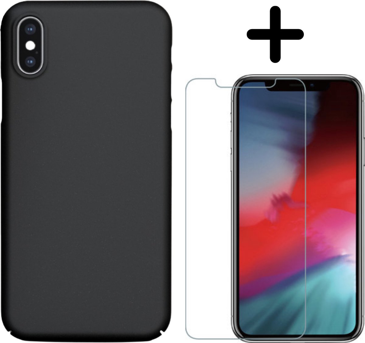 Fooniq Silicone Hoesje Zwart + Screenprotector - Geschikt Voor Apple iPhone XS