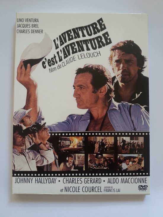 DVD hoes van 'L'AVENTURE L'AVENTURE', met Lino Ventura, Jacques Brel en Charles Denner. Film van Claude Lelouch.