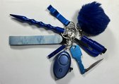 Defensiv. - Zelfverdediging sleutelhanger - 8-delig - blauw - alarmsysteem - hot item - self-defence keychain
